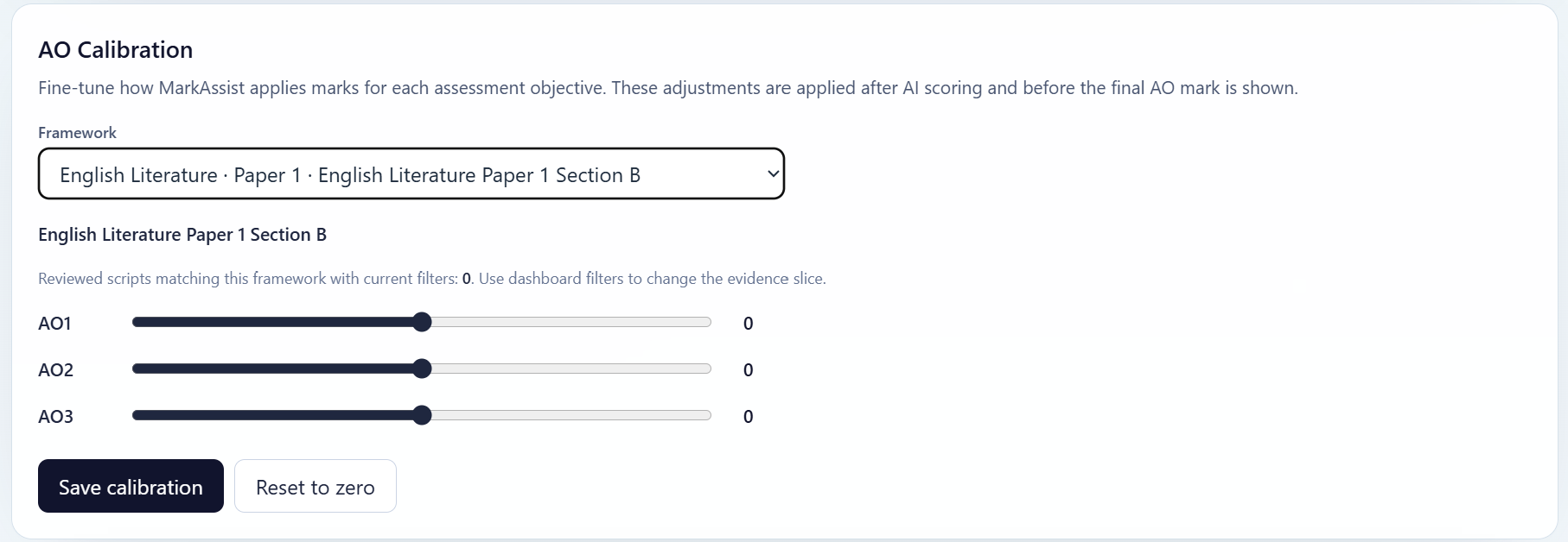 AO calibration controls